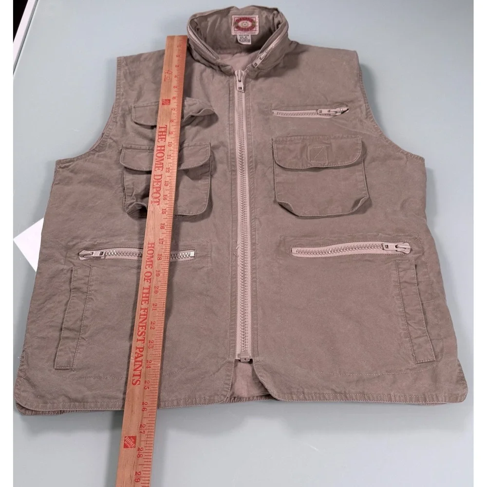 VTG 80s Banana Republic Hooded Bush Vest Mens M Safari Travel Mill Vally Khaki